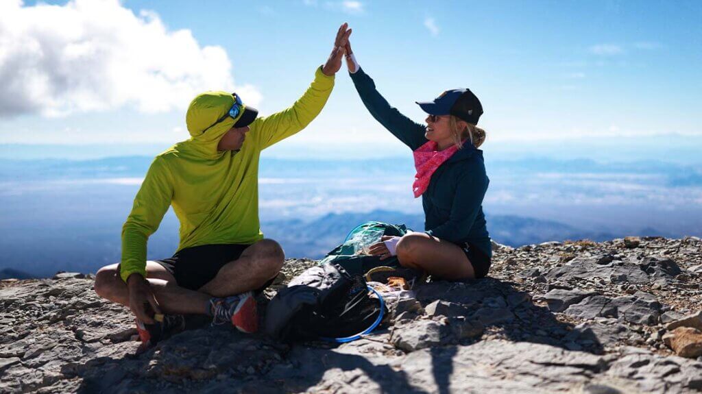 alex honnold and wife sanni honnold atop nevada mountain