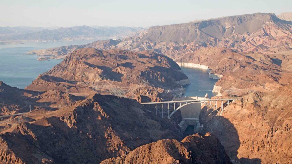 hoover dam and lake mead from above